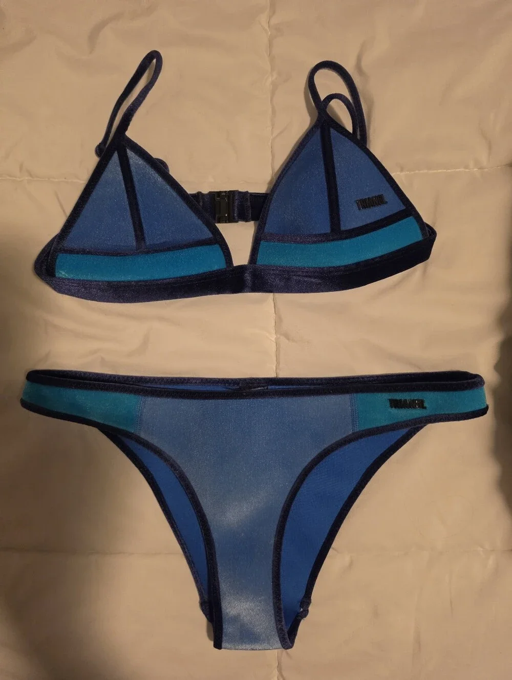Triangl swimwear- Blue and Teal Colorblock- Bikini Set, Top XS, Bottom S